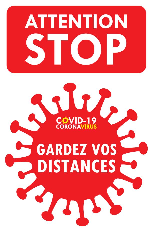 adhesif signaletique covid19 gardez vos distances 1 metre attention stop sol